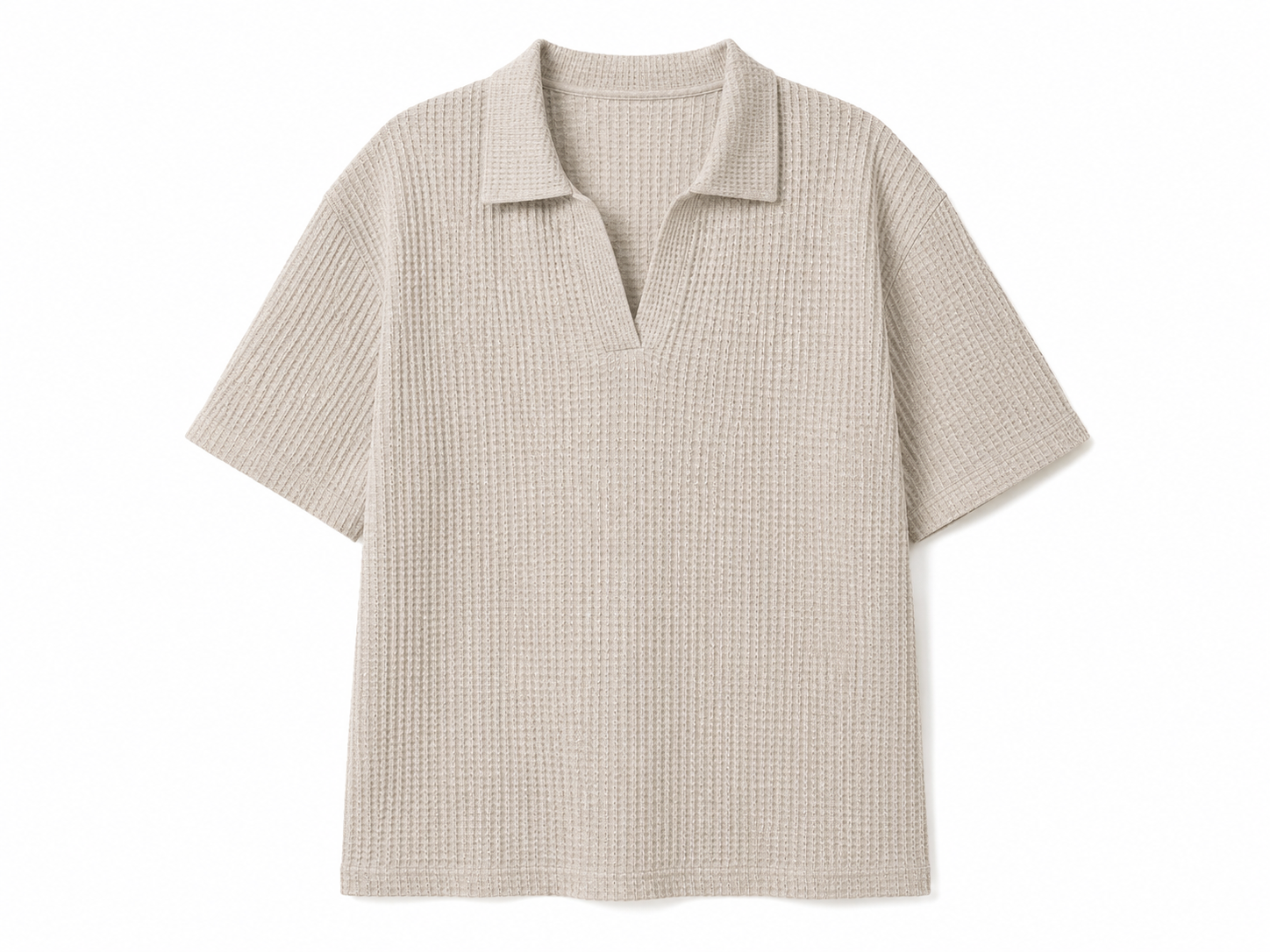 Unisex V-Neck Polo Shirt – Waffle Fabric