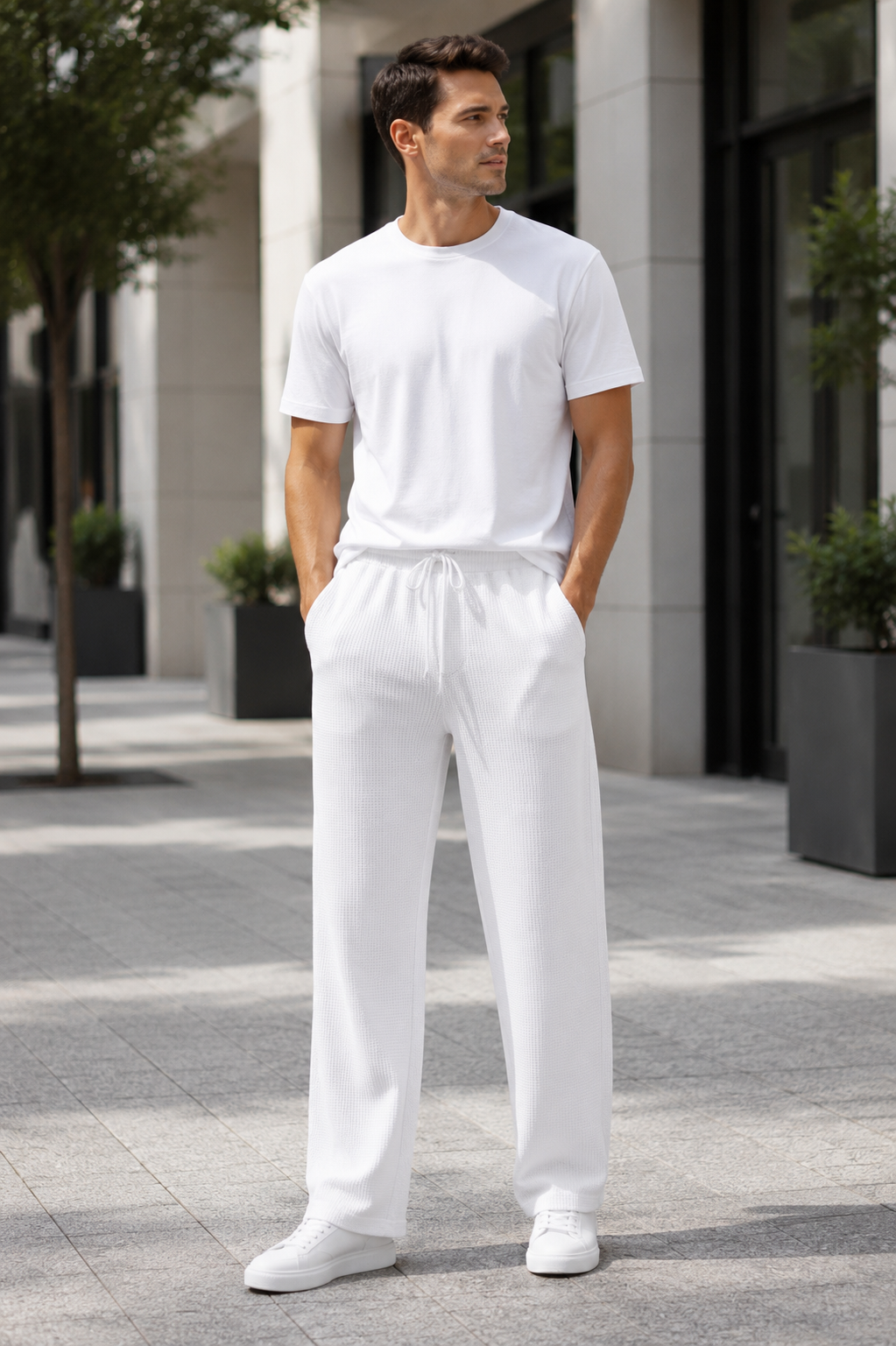 Unisex Long Trousers- Waffle Fabric
